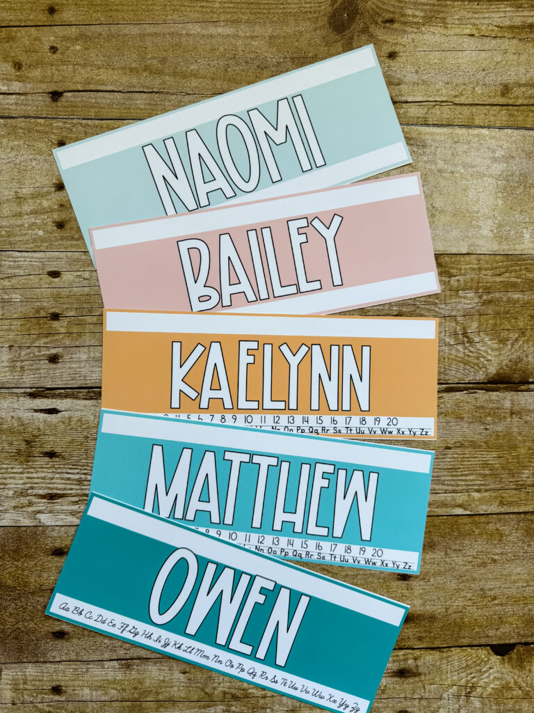 This image shows nametags with different resources along the bottom.
