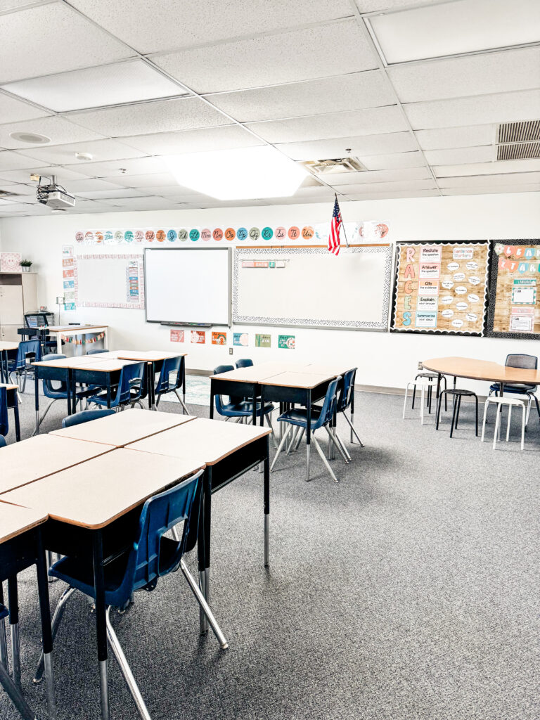 This image shows a glimpse of a wall after the retro rodeo ela classroom makeover.