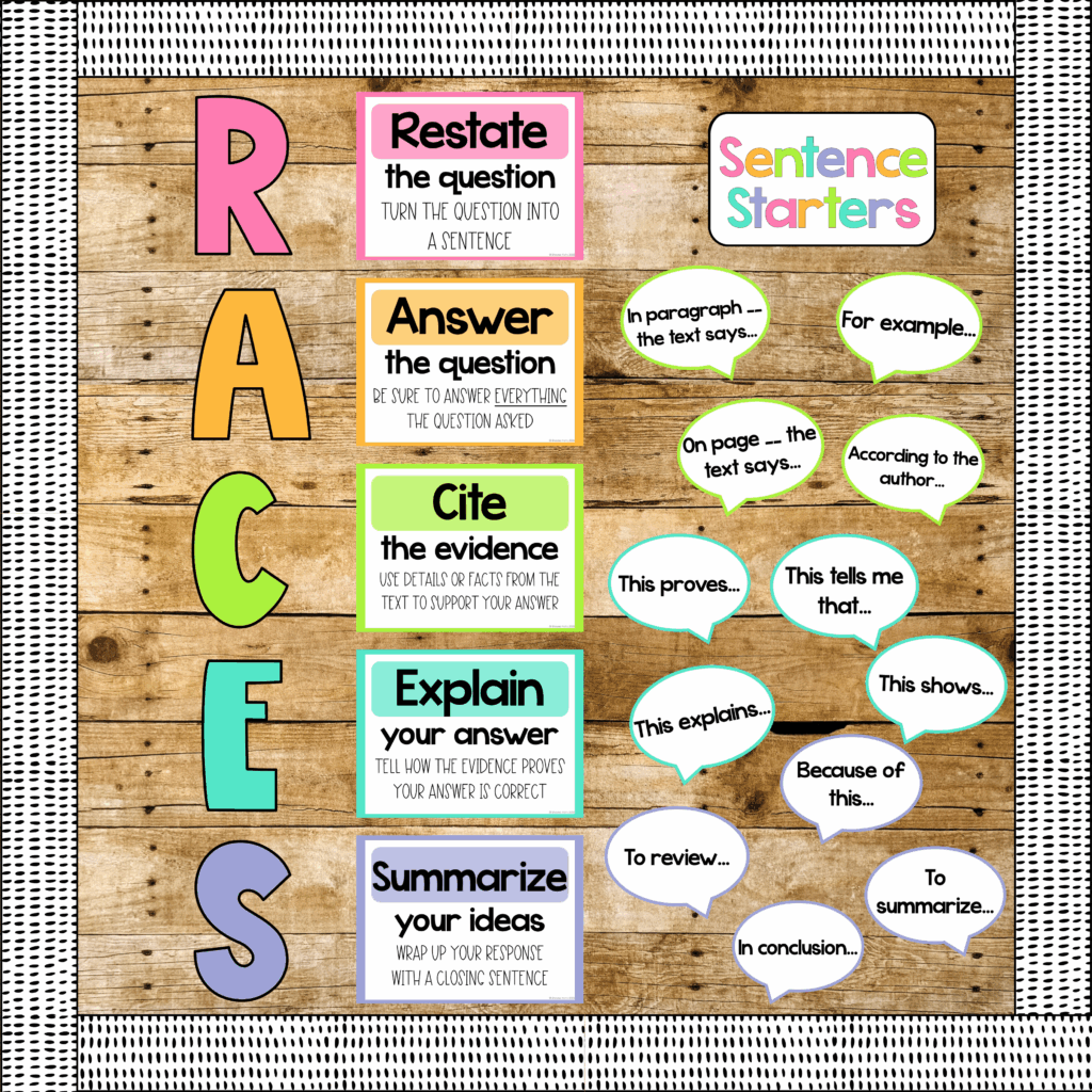 This image shows a RACES bulletin board display designed to match the happy hues theme.
