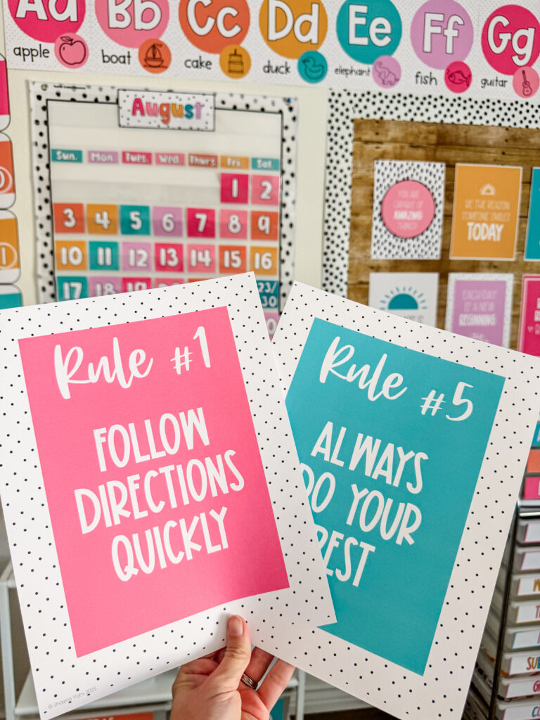 This image shows two classroom rules posters.