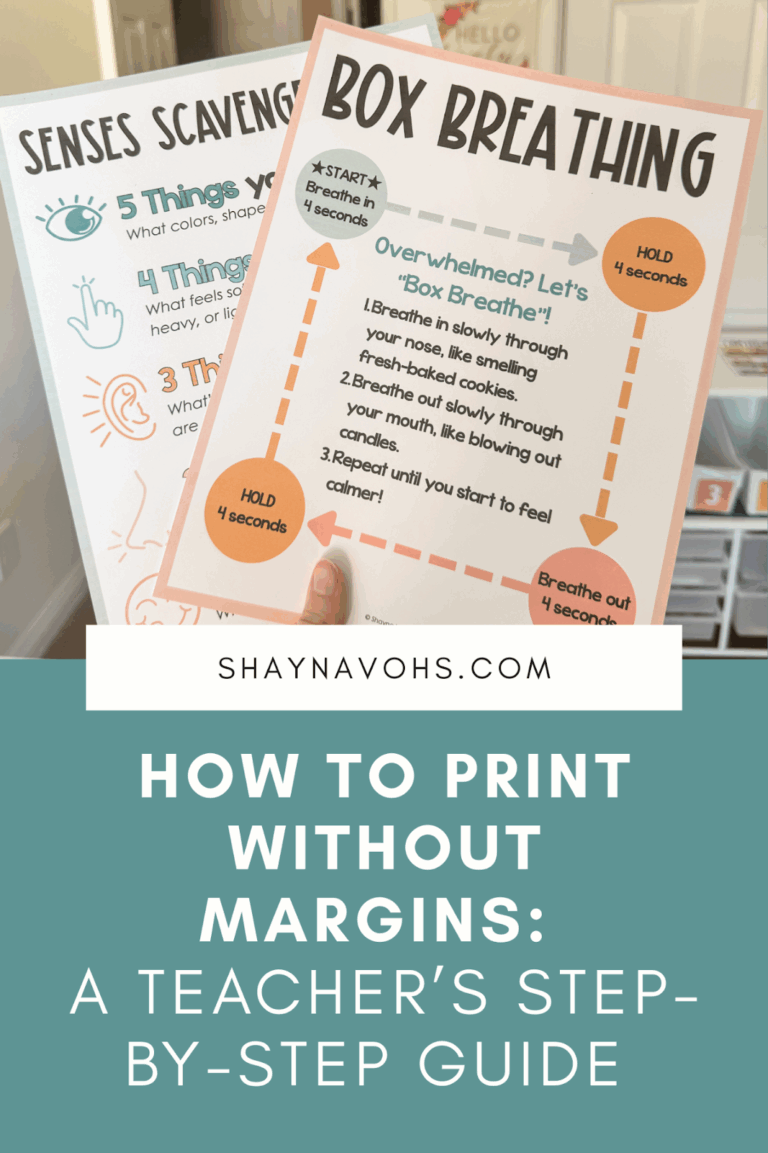 This image shows two posters for a calm corner in a classroom that are printed without white margins.