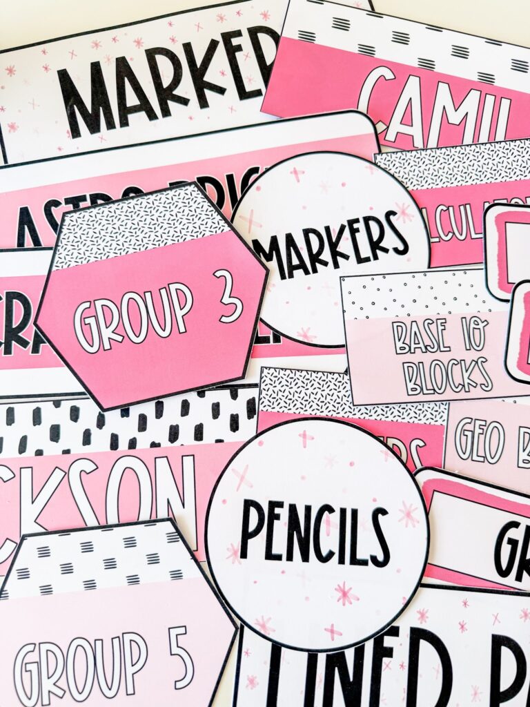 This image shows a bunch of editable labels piled on top of each other. They are all in different shapes and sizes=