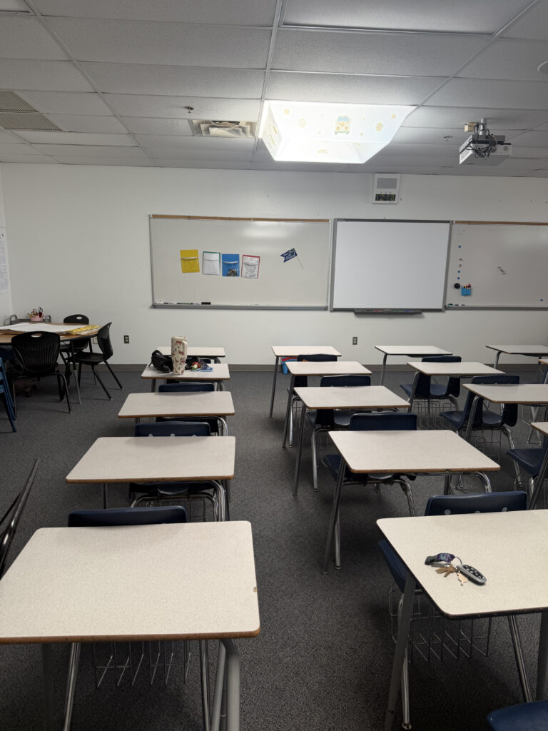 This image shows a classroom before any decor or organizing has been done.