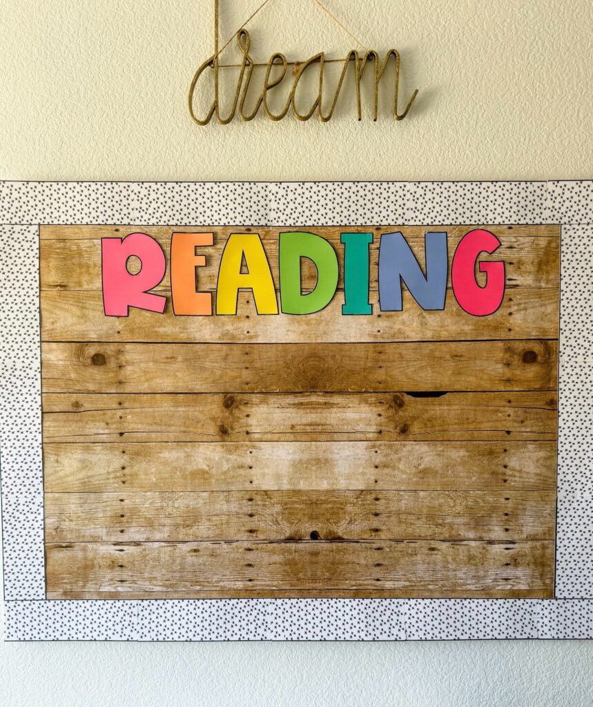 This image shows big, bright bulletin board letters that spell "READING".