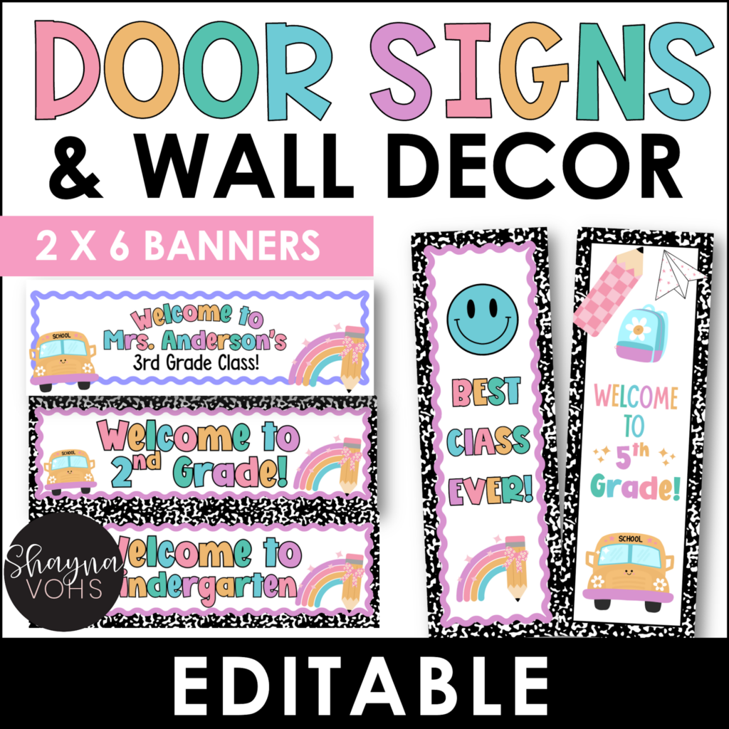 This image shows different banner templates included in the pastel composition style. There are vertical and horizontal styles included. 